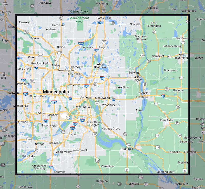 Appliance repair service area Minneapolis-St. Paul north to Forest Lake, south to Lakeville, east to New Richmond, and west to Plymouth.